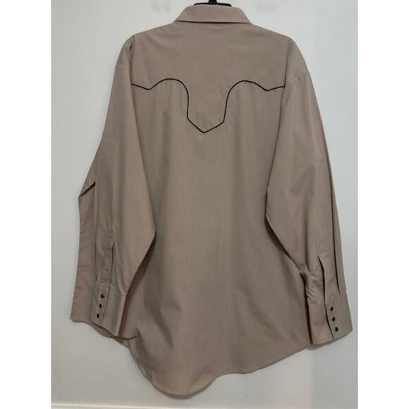 Ely Cattleman Snap Button Down Shirt Mens XXL Retro Cowboy Western Tan - Picture 3 of 9